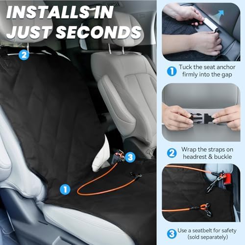 VIVAGLORY Dog Front Seat Cover - Black, S, 1-Pack