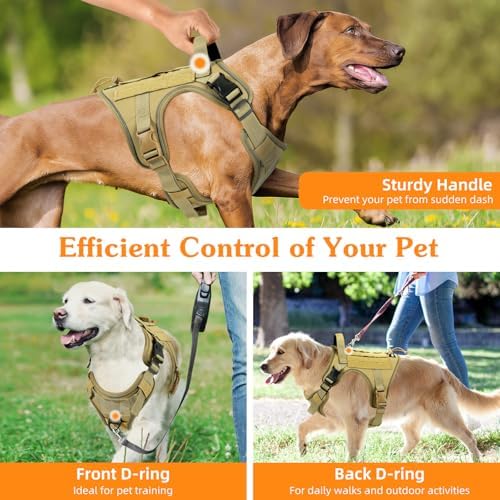 VavoPaw Heavy Duty Tactical Dog Harness for Small Dogs, No Pull Adjustable