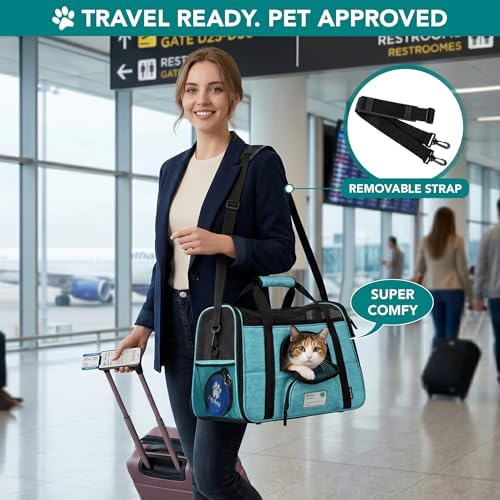 PetAmi Airline Approved Pet Carrier, Cats & Small Dogs, Small, Heather Blue