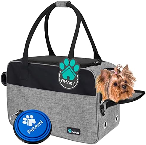 PetAmi Small Dog Purse Carrier with Pockets, Airline Approved, Grey