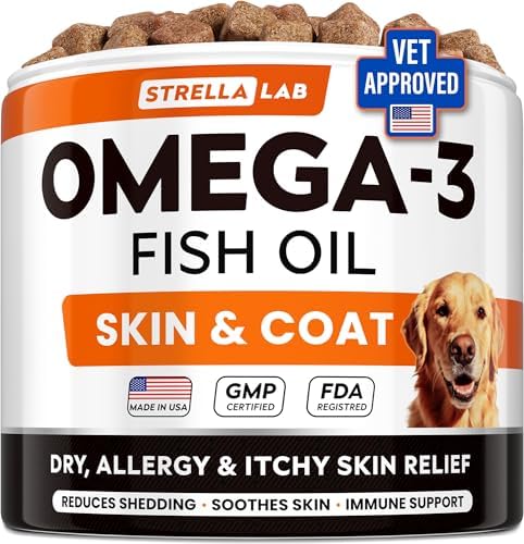 Omega 3 for Dogs - Fish Oil Skin & Coat Supplement, Itch & Allergy Support