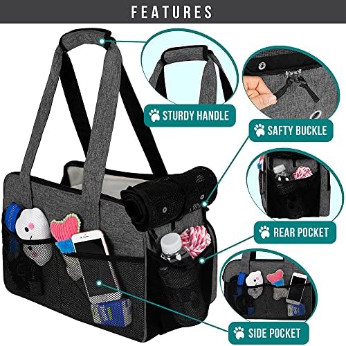 PetAmi Small Dog Purse Carrier, Airline Approved, Soft-Sided Tote, Dark Gray