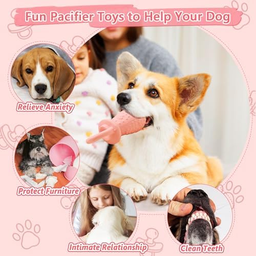 Latex Chew Dog Toys, Novelty Squeaky Pacifier Dog Toys, 5.2" Durable Pacifier Dog Chew Toys for Small and Medium Dogs(Pink,1Pcs)