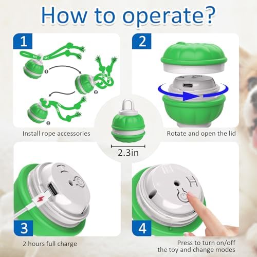 Sofolor Interactive Dog Toys, Motion Activated Automatic Rolling Ball Toys, Squeaky Dog Toy for Small Dogs/Puppy