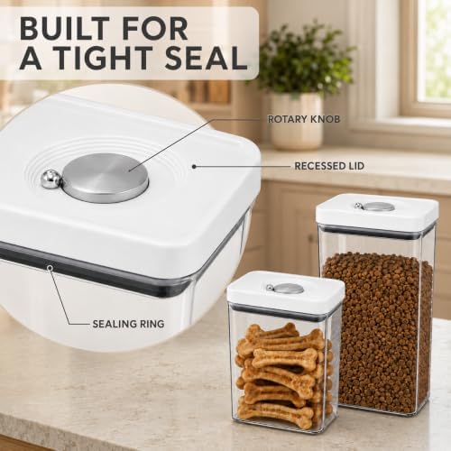 UFORU Dog and Cat Food Storage Containers, 3.1 and 4.4 Qt Airtight 2-Pack