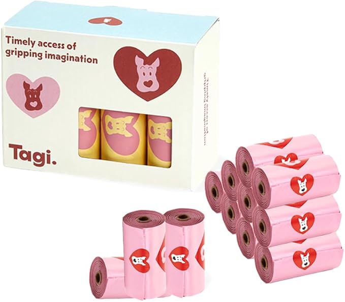 Tagi. The Fruits of Love Dog Poop Bag Rolls, Portable Pet Waste Bags for Dog Walking, Leak Proof and Extra Thick, 12 Berry Rolls Bags