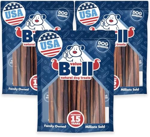 ValueBull Beef Collagen Sticks for Small Dogs, 12 Inch Thin Chew, 75 Count