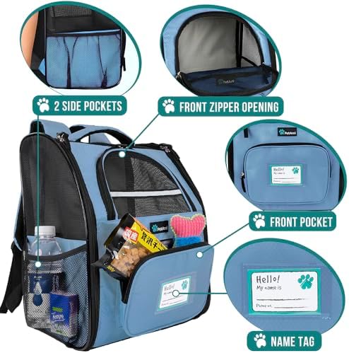 PetAmi Dog Backpack Carrier, Airline Approved, Light Blue