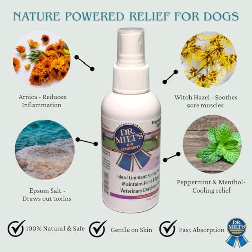 Dr. Milt's Dog Hip and Joint Pain Relief Spray and Gel, Topical Magnesium Sulfate & Arnica Ointment. Reduces Inflammation, Lessens Tenderness and Alleviates Nervousness. 2 Pack - 4oz Spray