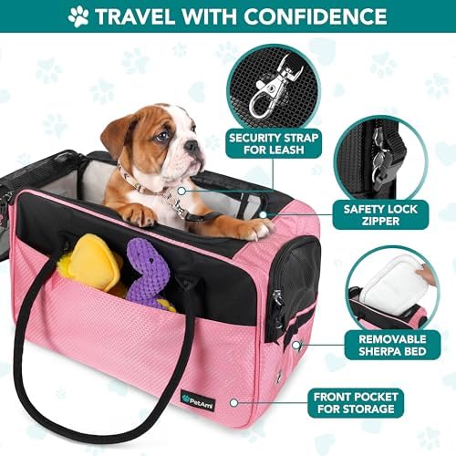 PetAmi Small Dog Purse Carrier with Pockets, Airline Approved, Pink