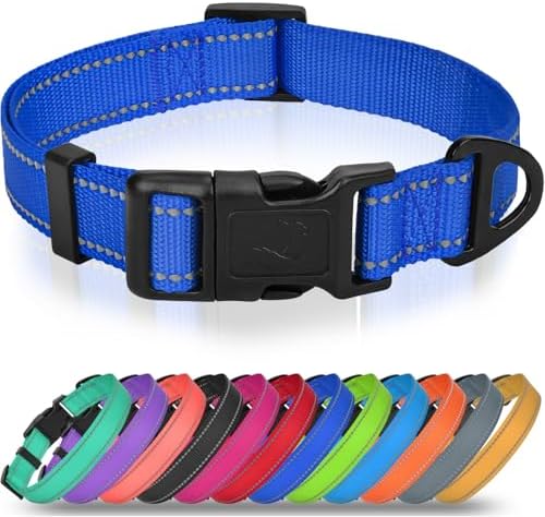 Joytale Feather-Light Dog Collar for Small & Medium Dogs, 3/4", Navy Blue