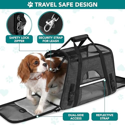 PetAmi Airline Approved Pet Carrier, Cats & Small Dogs, Large, Heather Charcoal