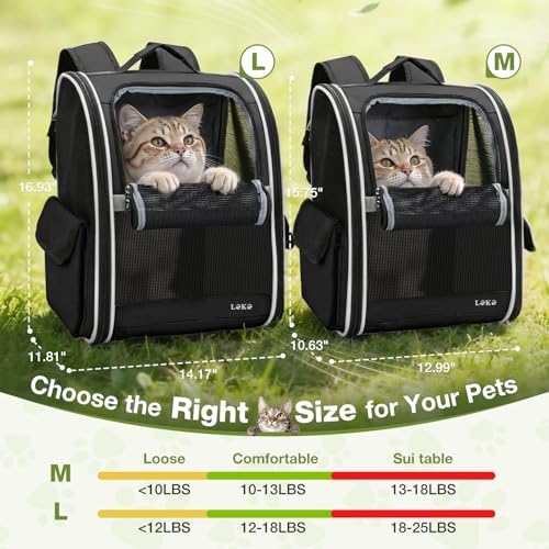 Lekereise Dog Carrier Backpack, Small/Medium Up to 18 lbs, 3 Entrances