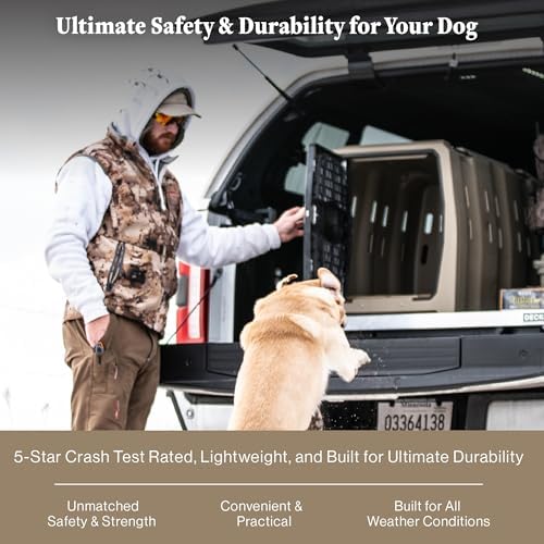 Lucky Dog Kennel, Durable Crash Tested Portable Dog Crates, Medium, Tan
