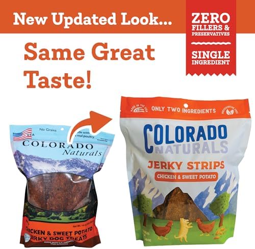 Colorado Naturals Chicken & Sweet Potato Jerky Strips Dog Treats, 16 oz – All-Natural, Made in USA, No Fillers or Preservatives – Promote Bone and Joint Health