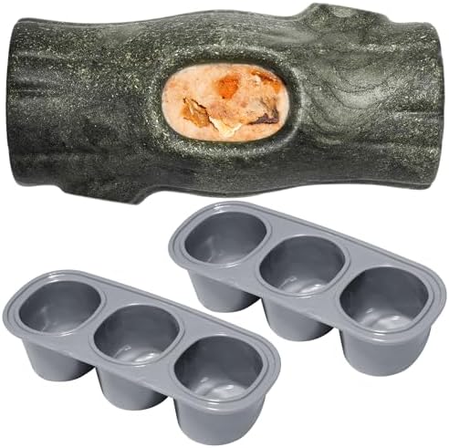 MENGJINGO Dog Treat Toy and Silicone Treat Tray for Dogs 25-75 lbs | Long-Lasting Toy for Chewers, Safe for Medium/Large Dogs, 6-Cavity Silicone Tray for Homemade Frozen Treats, Easy to Use
