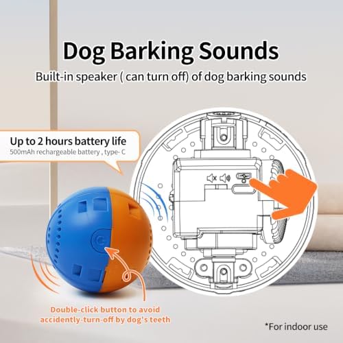 Interactive Dog Toys, Moving Squeaky Plush Dog Toy-Hedgehog | Gentle/Average Chewer,Bounce+Vibration+Sound,Touch-activated,Washable Plush Cover,Type-C Rechargable