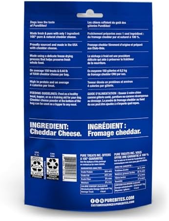 PureBites Cheese Single Ingredient Freeze Dried Dog Treats, 4.2 oz