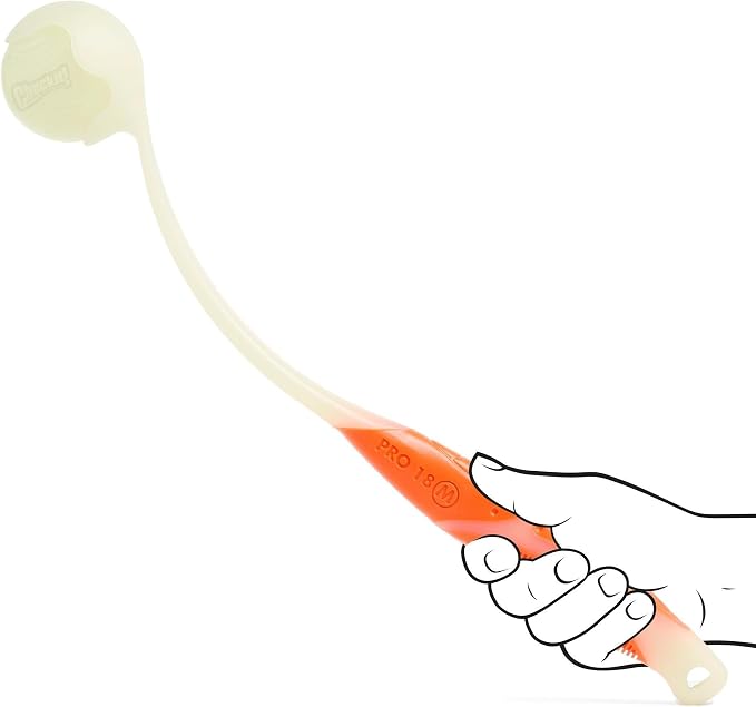 Chuckit Pro Fetch Toy Ball Launcher For Dogs; Compatible With Any Chuckit! Medium Size 18 Inch + Max Glow Ball