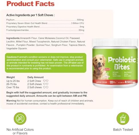 Probiotics for Dogs - Chicken Flavor Dog Probiotic Soft Chews for Digestive Health, Gut Support, & Immune Boost with Digestive Enzymes & Prebiotics - 120 Chews for All Breeds & Ages