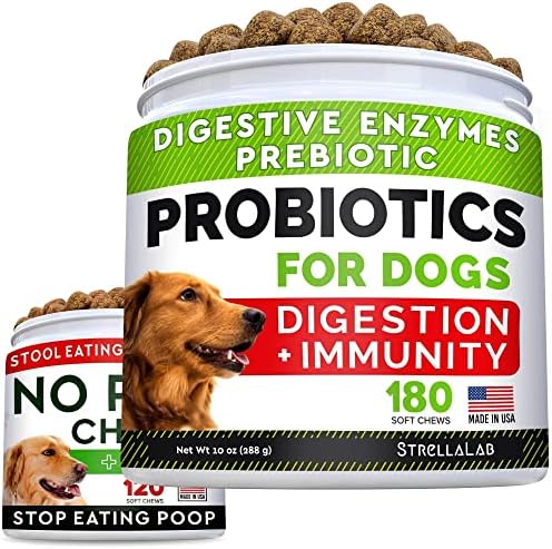 No Poo Treats + Dog Probiotics for Picky Eaters Bundle - No Poop Eating for Dogs + Chewable Fiber Supplement - Digestive Enzymes + Prebiotics - Coprophagia Stool Eating Deterrent + Improve Immunity
