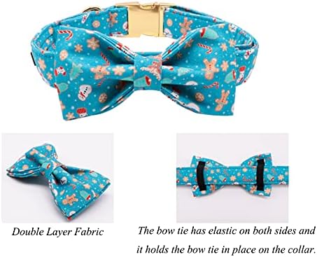 Lionet Paws Christmas Dog Collar with Bowtie Durable Adjustable Handmade Comfortable Bow Tie Dog Collar Cat Collar with Metal Buckle for Medium Dogs,Party,Festival,Holiday Style,Neck 13.5-22in