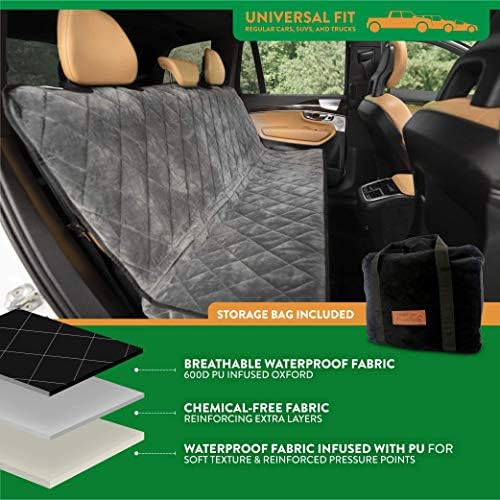 Plush Paws Velvet Rear Seat Protector - X-Large London Grey, No Hammock