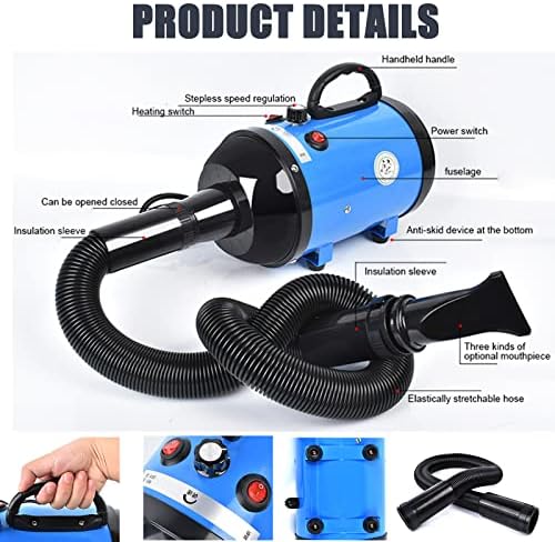 Dog Blow Dryer 2600W, Professional Dog Quiet Hair Dryer High Velocity Air Forced Adjustable Speed Bathing Wash for Small Medium Large Dogs Cats Pets,Purple