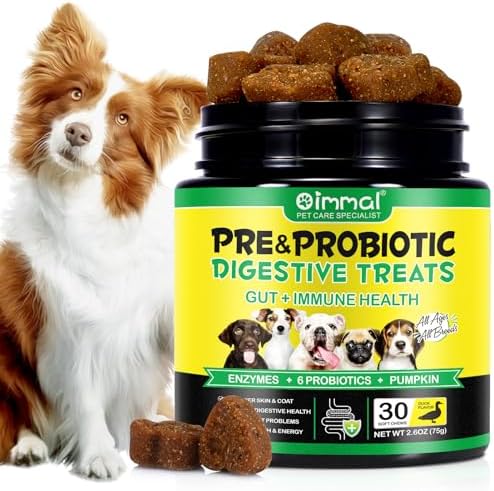 Probiotics for Dogs (Duck 30PCS), Probiotic Chews for Dogs with Digestive Enzymes, Dog Probiotics for Yeast, Itchy Skin, Anti Diarrhea, Gut Digestive Health, Allergy & Immune Support - for All Breeds