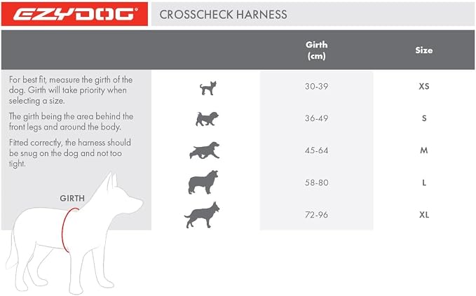 EzyDog Crosscheck, No Pull Side Martingale Training Dog Harness - XS, Black | Escape Proof Harness for Dogs, Firmer Fit with Pulling, Silicone Neck Liner, Adjustable Fit for All Breeds, Dual D-rings
