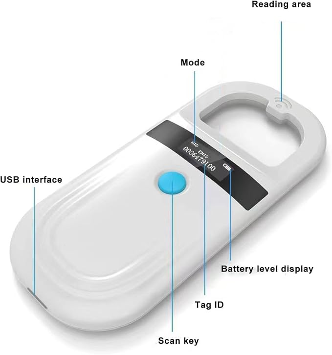 Dog Cat Microchip Reader, 134.2kHz 128 Groups of Data Storage Animal Chip Registration RFID Microchips Scanner,5V USB2.0 Pet Chip Scanner