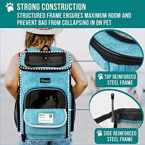 PetAmi Dog Backpack Carrier, Airline Approved, 4-Way Entry, Teal