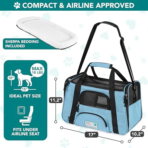 PetAmi Airline Approved Pet Carrier, Cats & Small Dogs, Small, Light Blue
