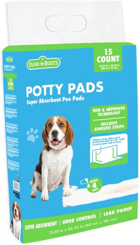 Puppy Pads with Adhesive – 25 Count Leak-Proof Potty Pads for Dogs – Peel & Stick, Stay-in-Place Design, Vertical Use for Male Dogs, Indoor Training Pads (Medium, 25, Count)