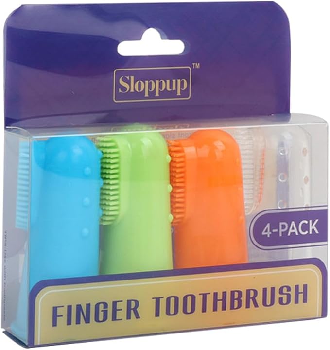 Generic My Forever Pet Finger Toothbrush for Dogs and Cats, 4-Pack, Soft Bristles, Green/Blue/Orange/Purple