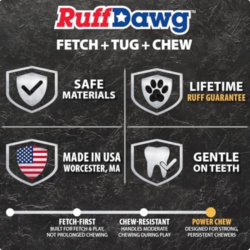 Ruff Dawg Indestructible Dawg-Buster XL Pink – Heavy-Duty Solid Rubber Dog Chew Stick for Dogs Under 40 lbs – Floats & Bounces – Made in USA