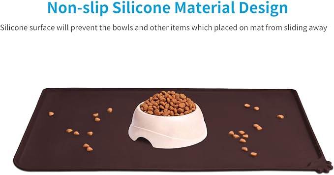 AUDWUD Silicone Waterproof Pet Feeding Mats,Anti Slip Bowl Pad, Dog Mat for Food and Water
