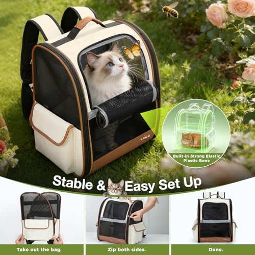 Lekereise Cat & Dog Backpack Carrier, Breathable Mesh, Small/Medium/Large Up to 25 lbs