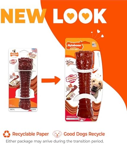 Nylabone Power Chew Basted Blast Dog Chew Toy, Bacon & Steak Flavor | X-large, durable dog toys for aggressive chewers, long lasting, discourages destructive chewing, for dogs 50+ lbs