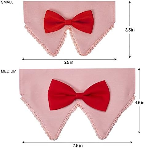 Blueberry Pet Modern Pink Plaid Adjustable Dog Bandana Collar with Bow Tie, Medium, Neck 14.5"-20"