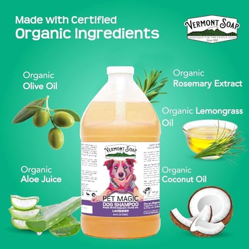 VERMONT SOAP Organic Pet Shampoo, Lavender Natural Dog Shampoo, 64 oz