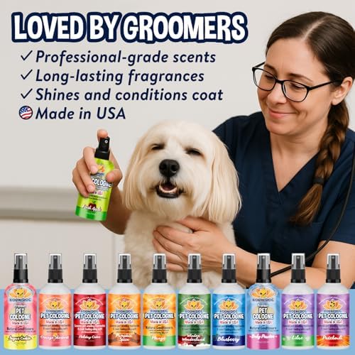 Bodhi Dog Premium Dog Cologne - Deodorizing Dog Perfume & Conditioner for Dogs & Cats - Natural Long Lasting Spray - Keeps Pets Fresh All Day - Gentle & Safe Formula, Made in USA (Fresh Apple 4 Fl Oz)