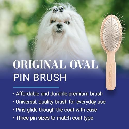 Chris Christensen 35 mm Oval Pin Dog Brush, Stainless Steel, Brown, Oval