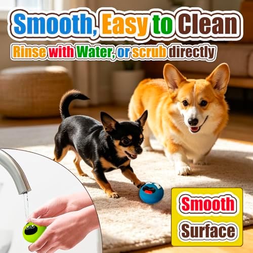 HOLYSTEED Latex Squeaky Dog Toys, Small Dogs Mini Breed, 2.2in Flat Ball, 4-Pack