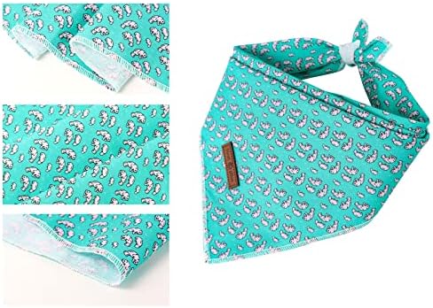 Lionet Paws Summer Dog Bandanas 2 Pack, Washable Triangle Bibs Scarves, Adjustable Triangle Holiday Scarves for Medium to Extra Large Dogs