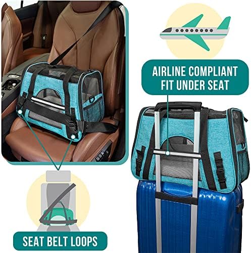 PetAmi Airline Approved Pet Carrier, Cats & Small Dogs, Small, Heather Blue