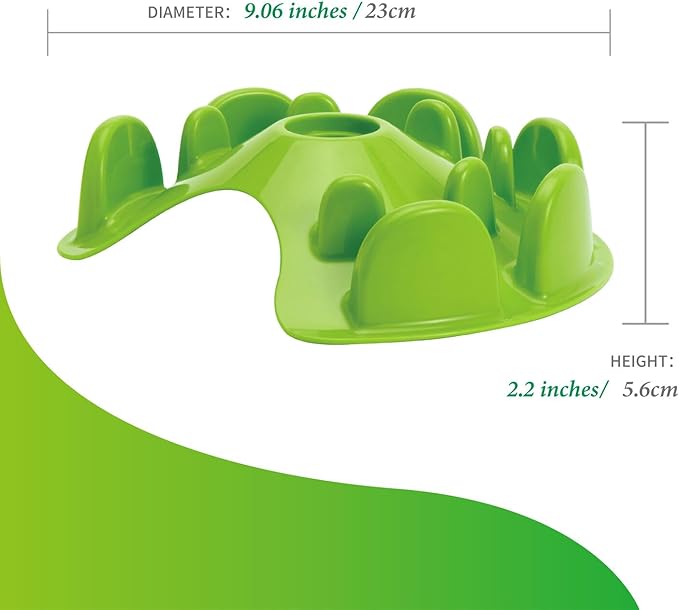 PetDreamHouse Spin Slow Feeder Bowl Insert for Dogs - Interactive Dog Food Puzzle Accessory for Slow Eating, Mental Enrichment, & Digestive Health, UFO Maze, Green