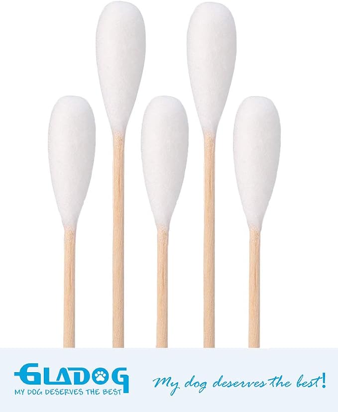 GLADOG 6 Inch Professional Large Cotton Buds, Bamboo Handle