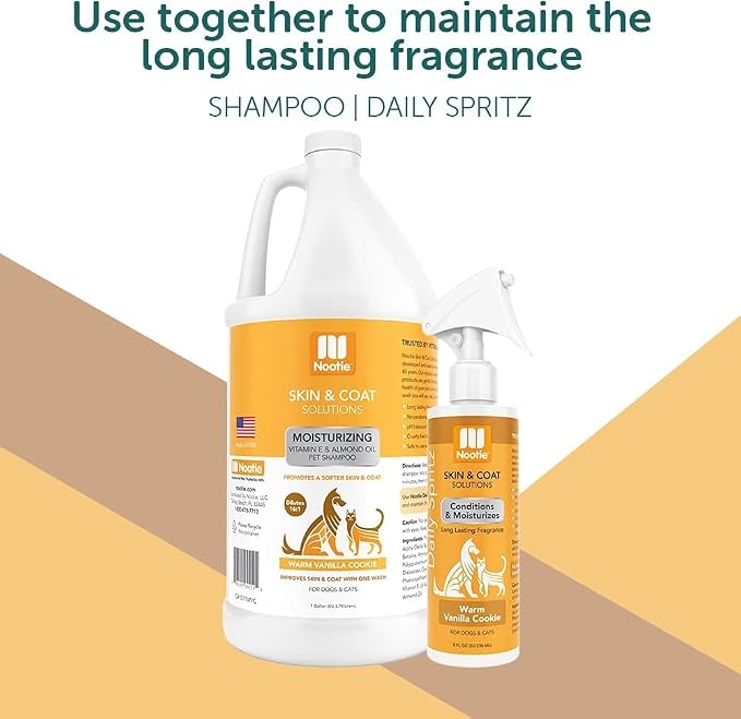 Nootie Warm Vanilla Cookie Daily Spritz for Dogs and Cats - Conditions and Moisturizes Fur, Long Lasting Pet Spray - 8oz | 8oz, conditions & moisturizes fur, spray-in formula, no rinse needed