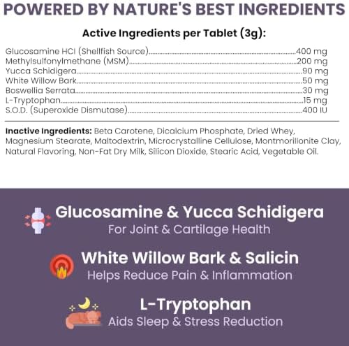 Senior Dog Supplements for Hip and Joint- 120 Tablets of Dog Vitamins